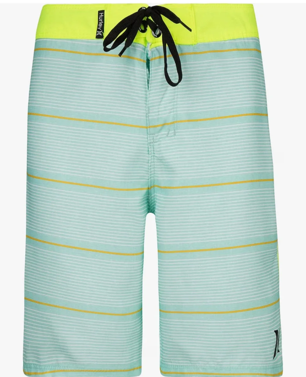 Hurley Boys Swim Trunks Size 18 Shoreline Stretch Striped Board Shorts NWT